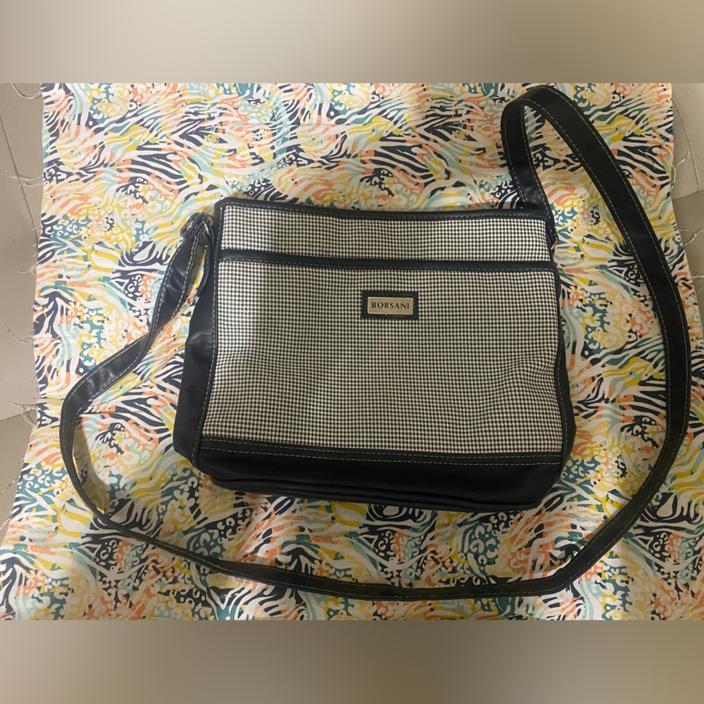 Women’s Blue and off white Borsani shoulder purse
